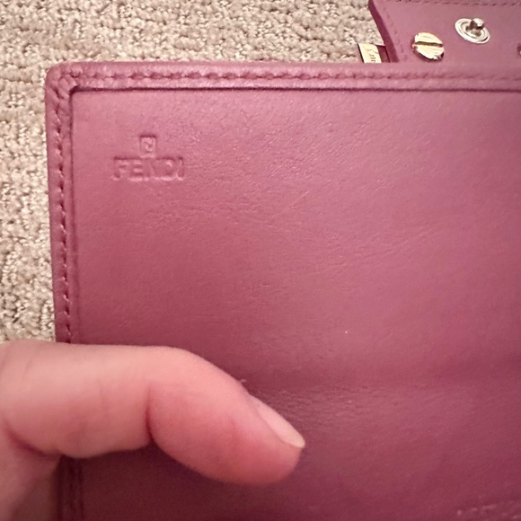 FENDI Zucchino Canvas Pink Leather Bifold Long Wallet great for Spring! - Picture 5 of 16